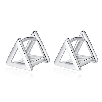 Customized 925 Sterling Silver Triangle Shape Hollow Stud Earrings